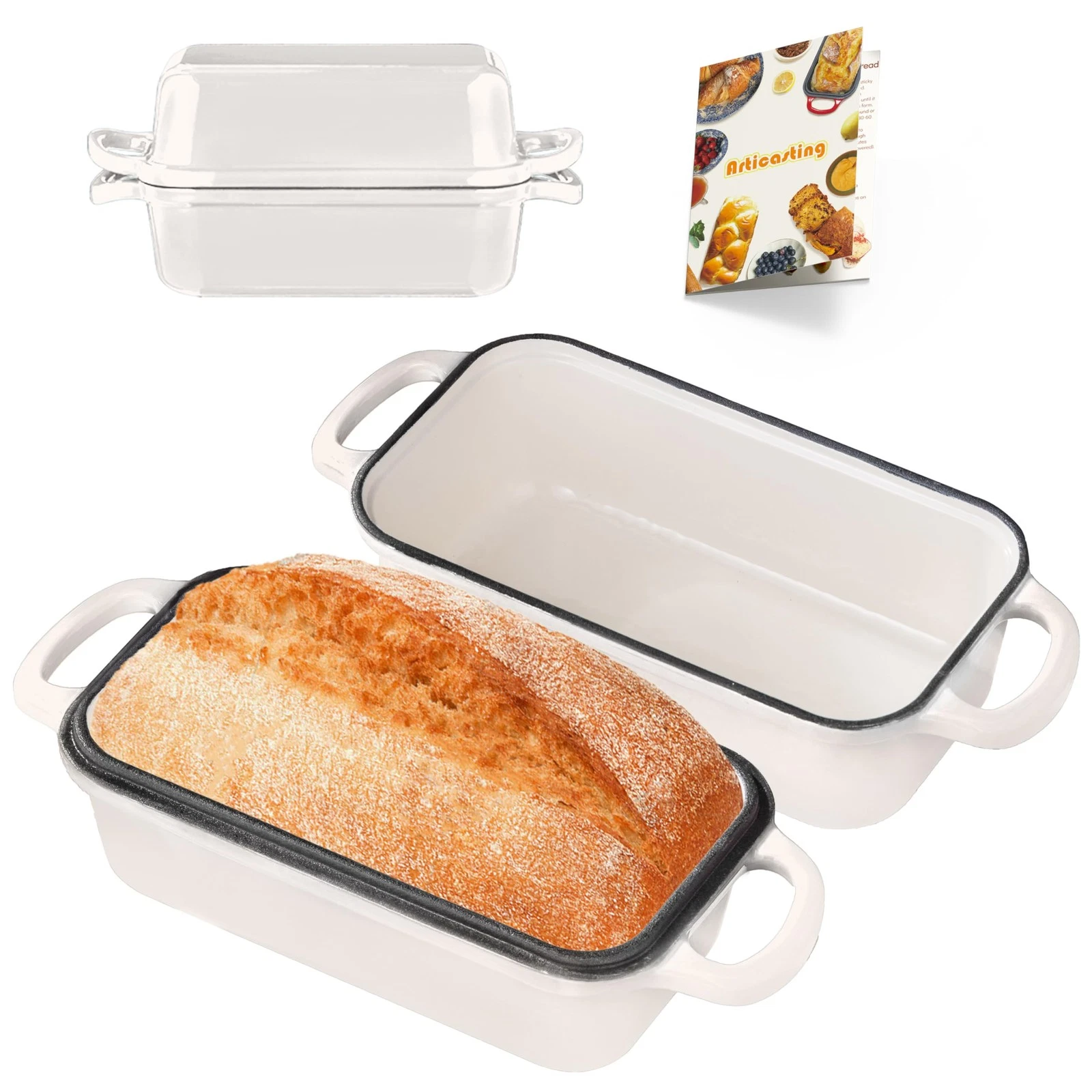 Cast Iron Bread Loaf Pan with Lid, Loaf Pans for Baking Bread 9x5, Enameled B...
