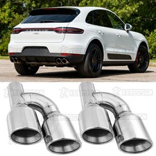 Pair Chrome 2.5 In 4 Out 12 Long Pipe Dual Exhaust Tip For Porsche Macan Gts