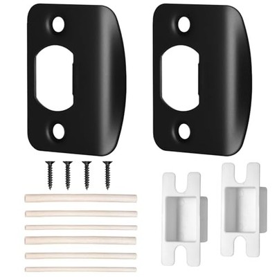 Door Strike Plate for Interior Doors, Standard Adjustable 2 Pack Matte Black