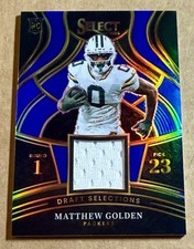 Matthew Golden 2025 Panini Select Draft Selections Materials BLUE PRIZM RC Patch