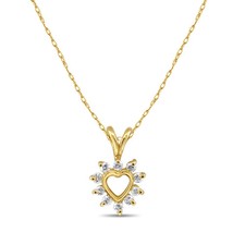 Small Dainty Diamond Heart Cutout Necklace 14k Yellow Gold