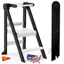 Foldable Toddler Tower, Kitchen Kids Step Stool Helper, Standing Tower with 3 Ad