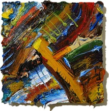 ORIGINAL OIL█PAINTING VINTAGE ART█SIGNED IMPRESSIONIST POP█ABSTRACT NATURE URBAN