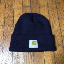 Vintage Carhartt A18 NVY Beanie Navy Blue OSFA Work Grunge Skater Made In USA
