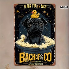 Vintage Black Pug Duck Rustic Plate Tin Metal Signs Home D cor 8x12