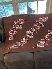 Flannel Home Made Quilt Throw or Wall Hanging Log Cabin, Hunting, Little Hunter