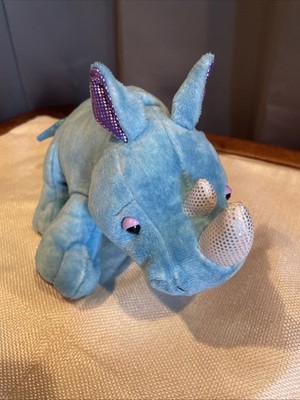 Ganz Radiant Rhino Plush Stuffed Animal Blue Cute Soft Webkinz 10'' NO CODE