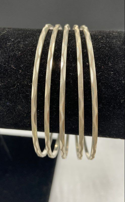 Silver Textured Dangle Bracelets Bundle 5pcs 26.1… - image 1