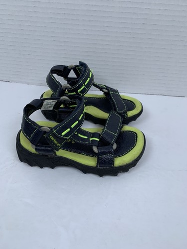 Carters Boys Baby Shoes Sz 6 Sandals Navy Blue Lime Green Water Casual (S353) - Picture 2 of 7