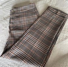 Anthropologie High Waist Malcom Plaid Tapered Pants Trousers Tan Brown Size 6