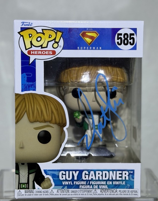 Nathan Fillion Guy Gardner Green Lantern DC Superman Signed Funko Pop BAS COA