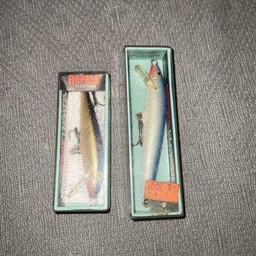 2 Vintage Boxed Rapala Floating Lures Balsa Finnish Minnow