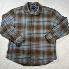Pendleton Mason Plaid Long Sleeve Button Front Flannel Shirt Men's XL Brown