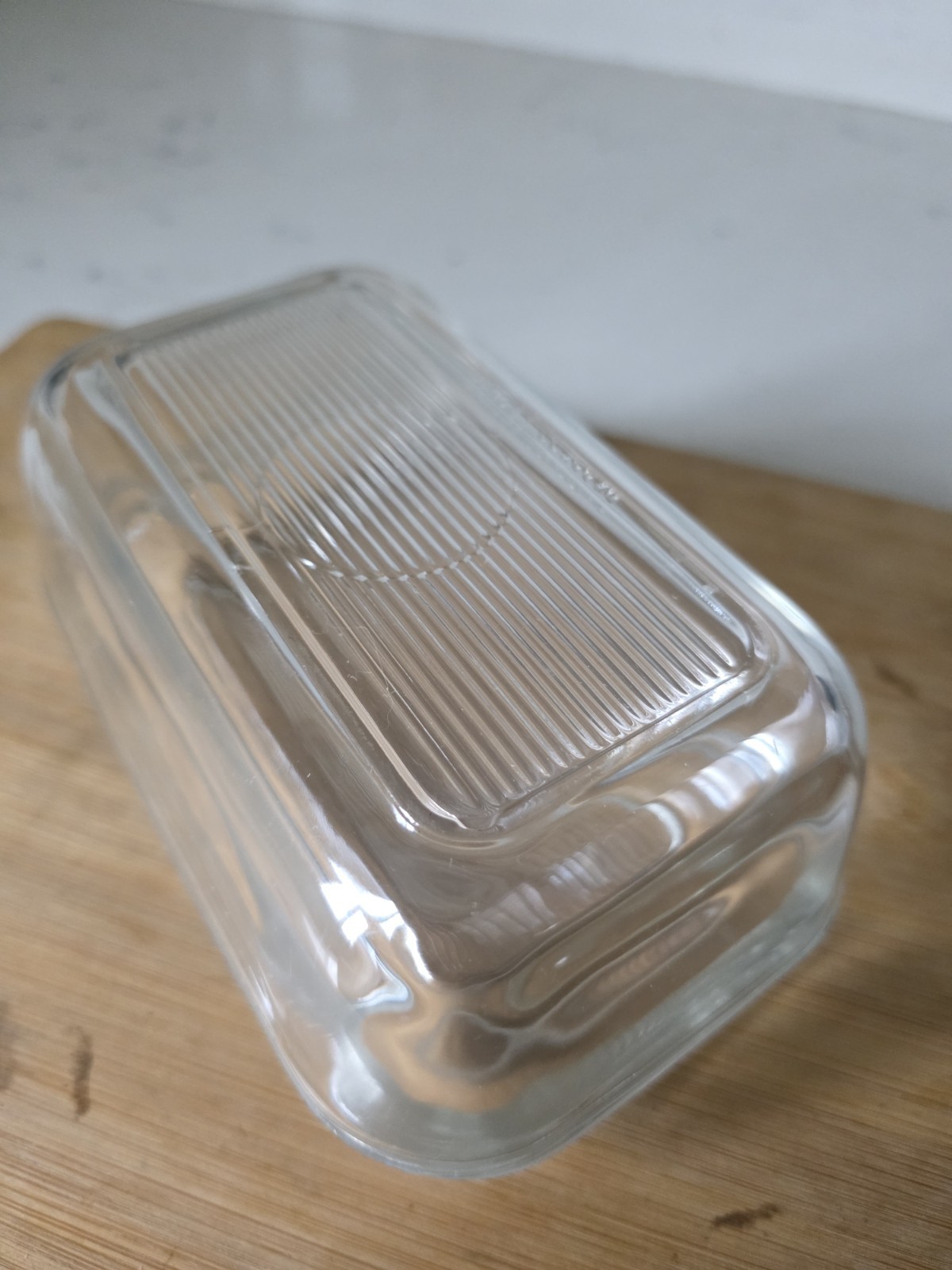 Vtg 60's Arcoroc France Butter Dish with Lid Clear Glass Ribbed Covered Fridge