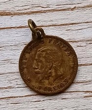 Lord's Prayer Antique French Catholic Medal Pendant Brass c1900 Religious Charm