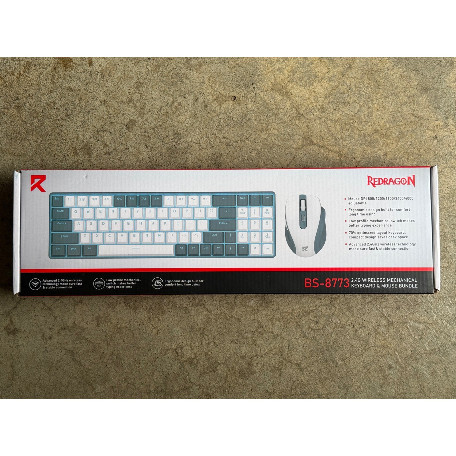 Redragon BS-8773 Wireless Mechanical Keyboard and Mouse Bundle White BS-8773-W