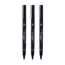 uni-ball PIN-200 0.5 mm Fineliner Pen Black Ink Pack of 3 for Art Office