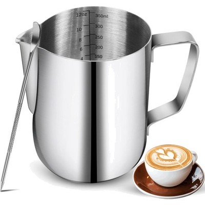 Milchaufschäumkrug Edelstahl 340 ml Kaffee Dampfkrug Latte Art Messbecher