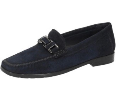 SIOUX Cambria Mokassin Halbschuhe Slipper blau marine HANDGENÄHT Größe 41 UK 7,5