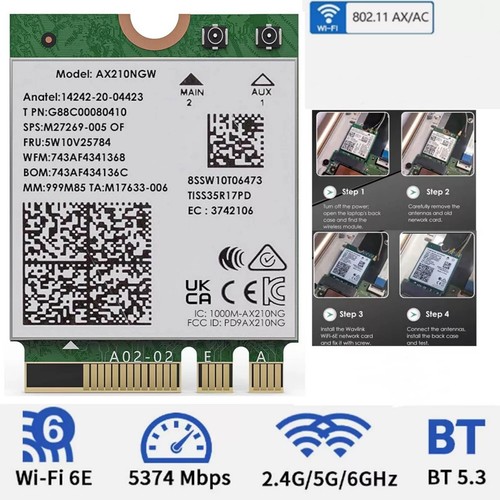 WiFi 6E M.2 Module Up To 2400mbps(6 Ghz), 2400mbps(5 Ghz), And 574mbps(2.4 Ghz) - Photo 14/14