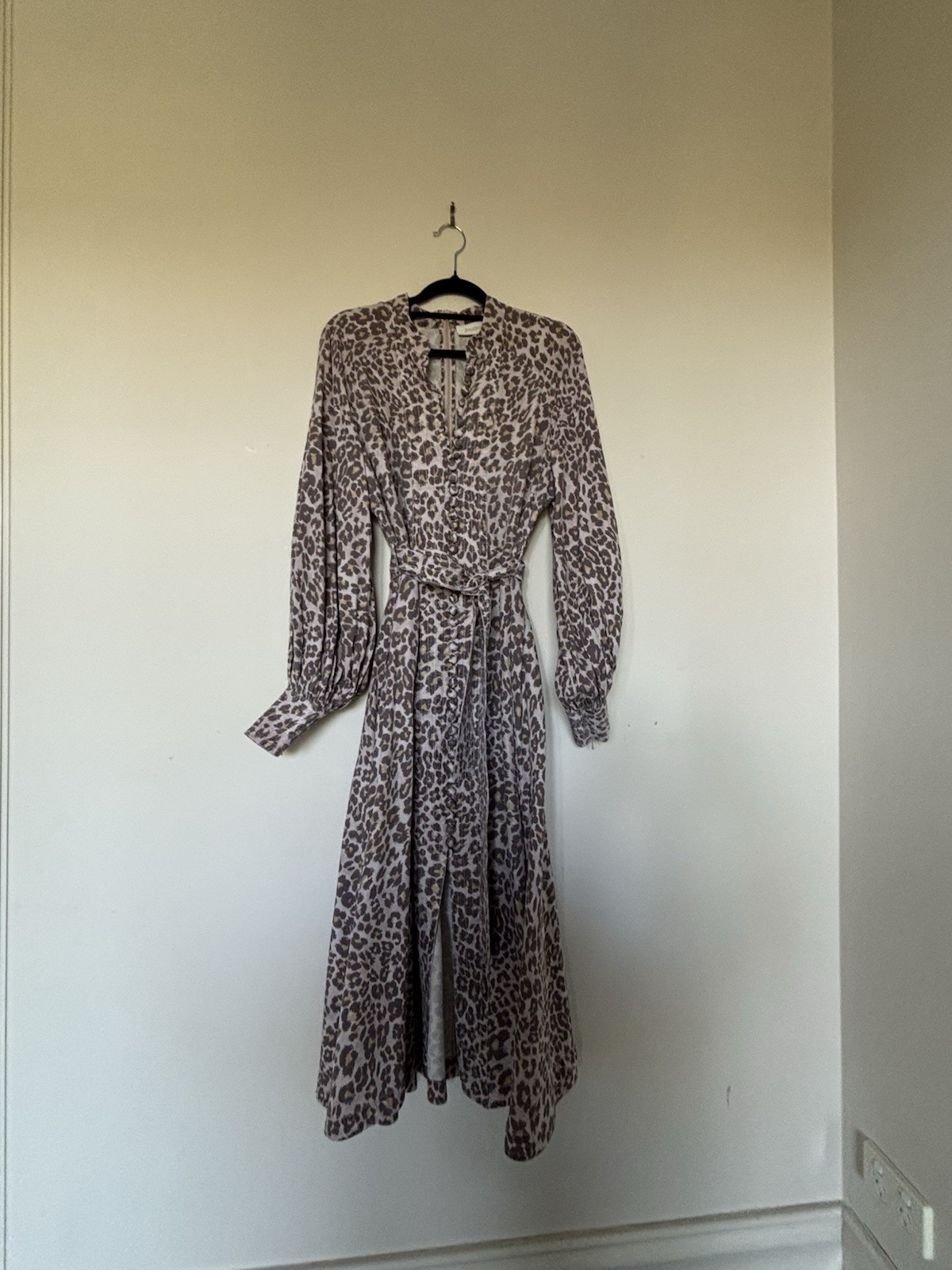 Zimmermann Sabotage Silk Midi Dress leopard 100% Silk Size 3/ AU 12 / US 8 