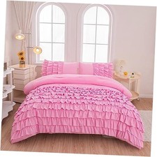 5 Pcs Comforter Sets Full Princess Comforter Set, Girls Bedding Full-5pcs Pink