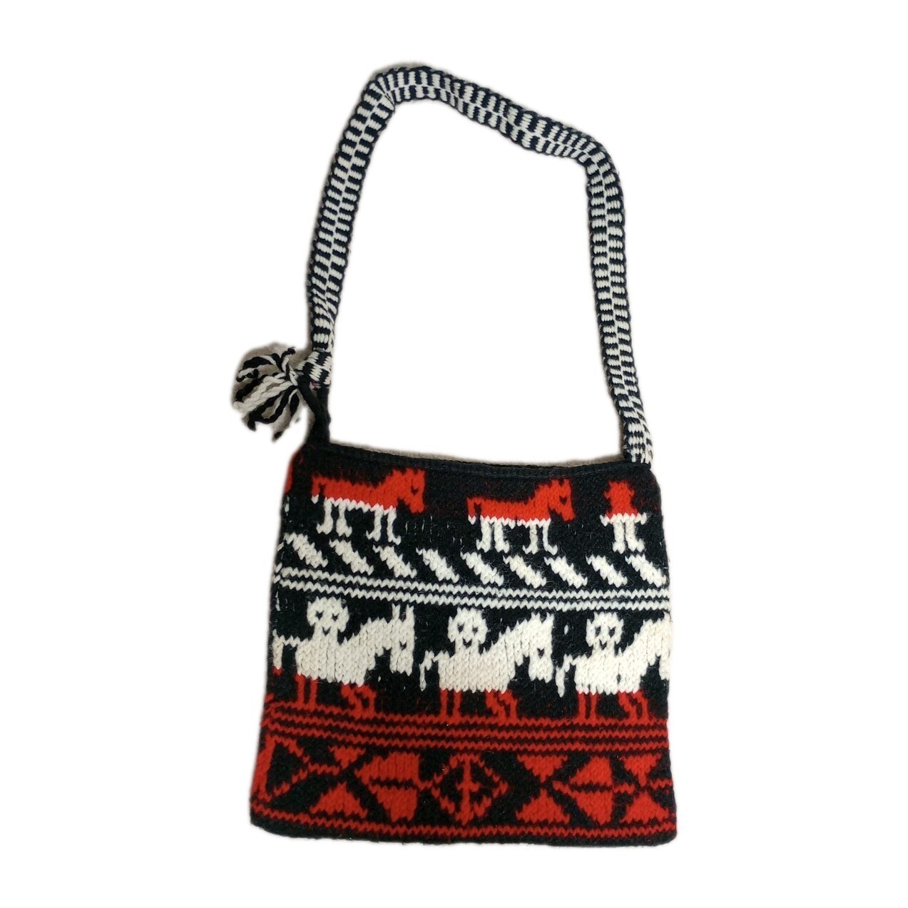 Peruvian Wool sling Bag Horse and Ghost Rider Purse Handbag Red Black ...