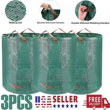 3PCS 72 Gallon Reusable Garden Waste Bags Waterproof Leaf Lawn Trash Bags US