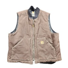 Vintage Carhartt V02 DKB Duck Vest 2XL USA Made Arctic Quilt Lined Brown Workwea