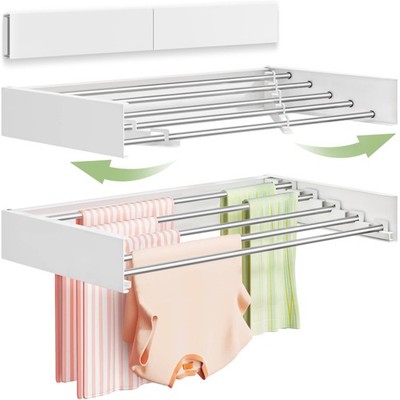 Vikaqi Wall Mounted Clothes Drying Rack 32'', Foldable 32'' Wide, White