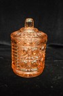 Vtg Selenium Indiana Glass Windsor Pink Peach Marmalade Jar with Lid — photo 2