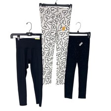 Lot of 3 New Cat & Jack All In Motion Girls Medium Sparkle Heart Ribbed Leggings