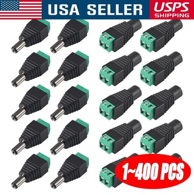 400Pack Male Female 2.1x5.5mm DC Power Plug Jack Adapter Connector for CCTV Lot
