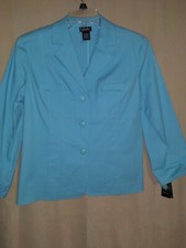 NWT RAFAELLA LIGHT BLUE COTTON SPANDEX BLAZER JACKET SZ 8