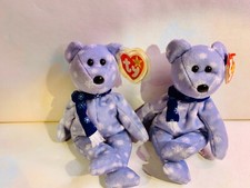 Ty Beanie Babies 1999 Holiday Teddy Lot Of 2 Winter Bear Snowflakes Scarf