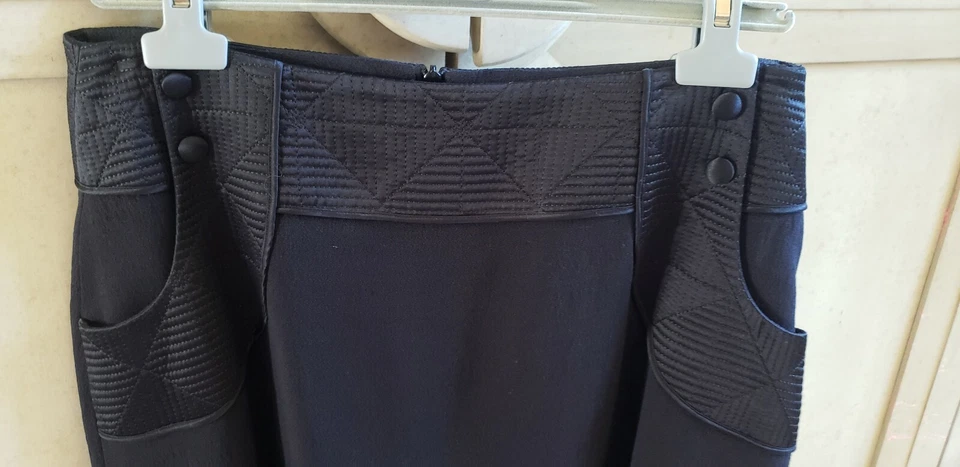 $915+ FALDA ACETATO LANA NEGRA AÑOS 40 TEMPERLEY LONDRES NUEVA CON ETIQUETAS RIBETE Y FORRO DE SEDA 10 Foto 4 de 4