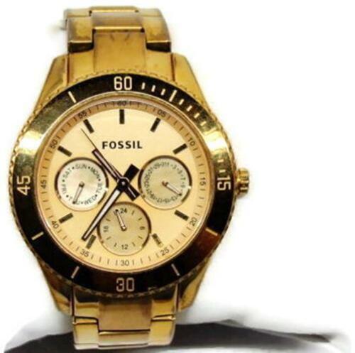 Reloj cronógrafo analógico cuarzo Fossil ES2859 111211 5 ATM WR tono dorado nuevo bate - Imagen 2 de 12