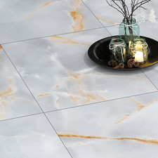 Marble Peel and Stick Floor Tile for Bathroom 12 X 12 Inch Grey Gold Adhesive Vi