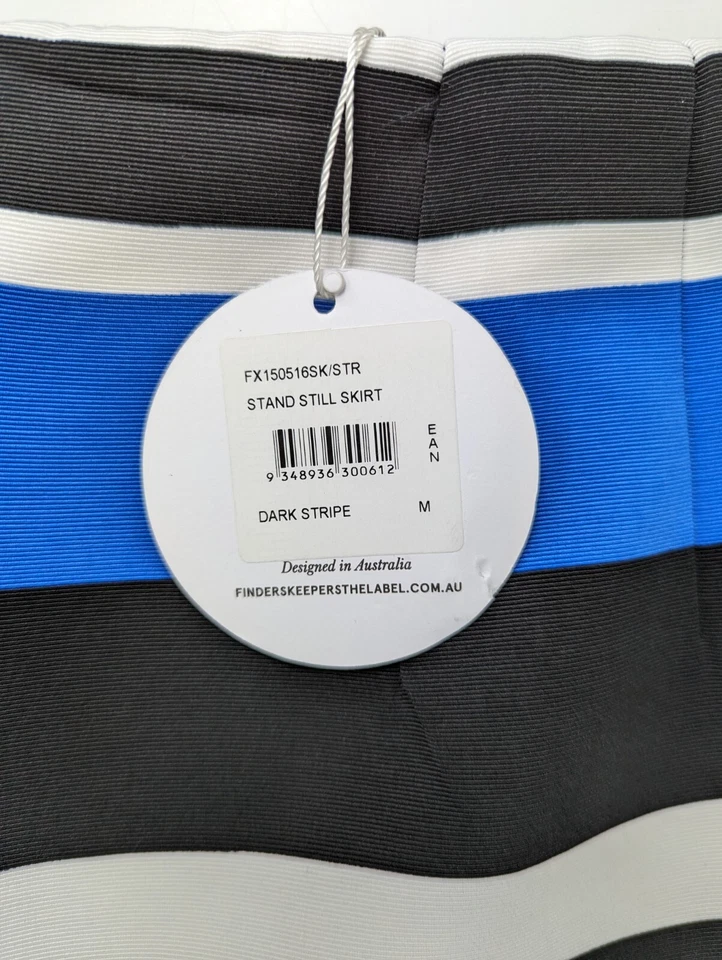 Blue Striped Skirt Knee Length, Finders Keepers Australia, Front Split, Size M - Image 4 of 4