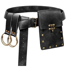 Black Renaissance Belt Pouch Coin Purse Skirt Hike Set for Medieval Costume