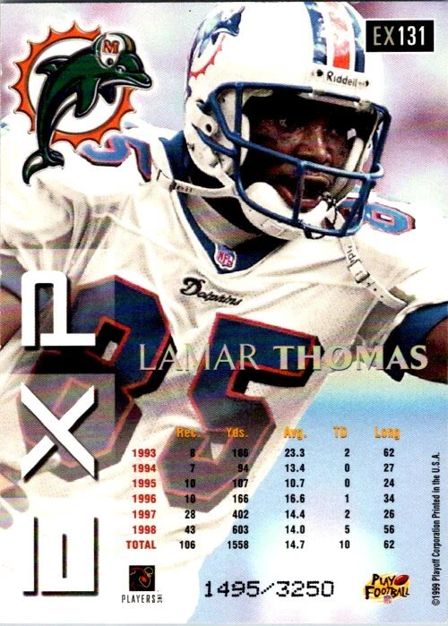 1999 Playoff Prestige EXP #EX131 Lamar Thomas Reflections Silver #/3250 - Image 2 of 2