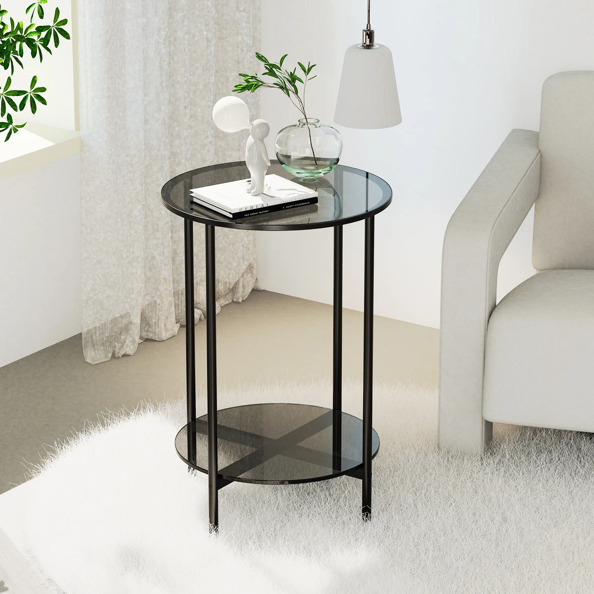 Glass and metal end tables deals