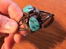 Beautiful HANDMADE, VINTAGE TURQUOISE AND STERLING SILVER  BRACELET!!!  SALE!!