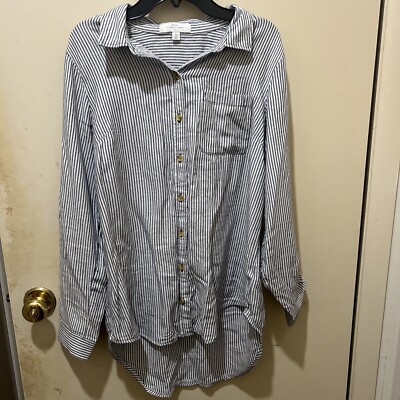New Directions Weekend Womens Size S Blue Button Up Shirt Blouse Top