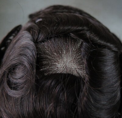 Toupee For Mens Human Hair Full French Lace Replecement System Natural Hairpiece
