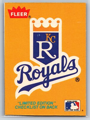 1986 Fleer Kansas City Royals Logo Box Bottom Panel #C-1