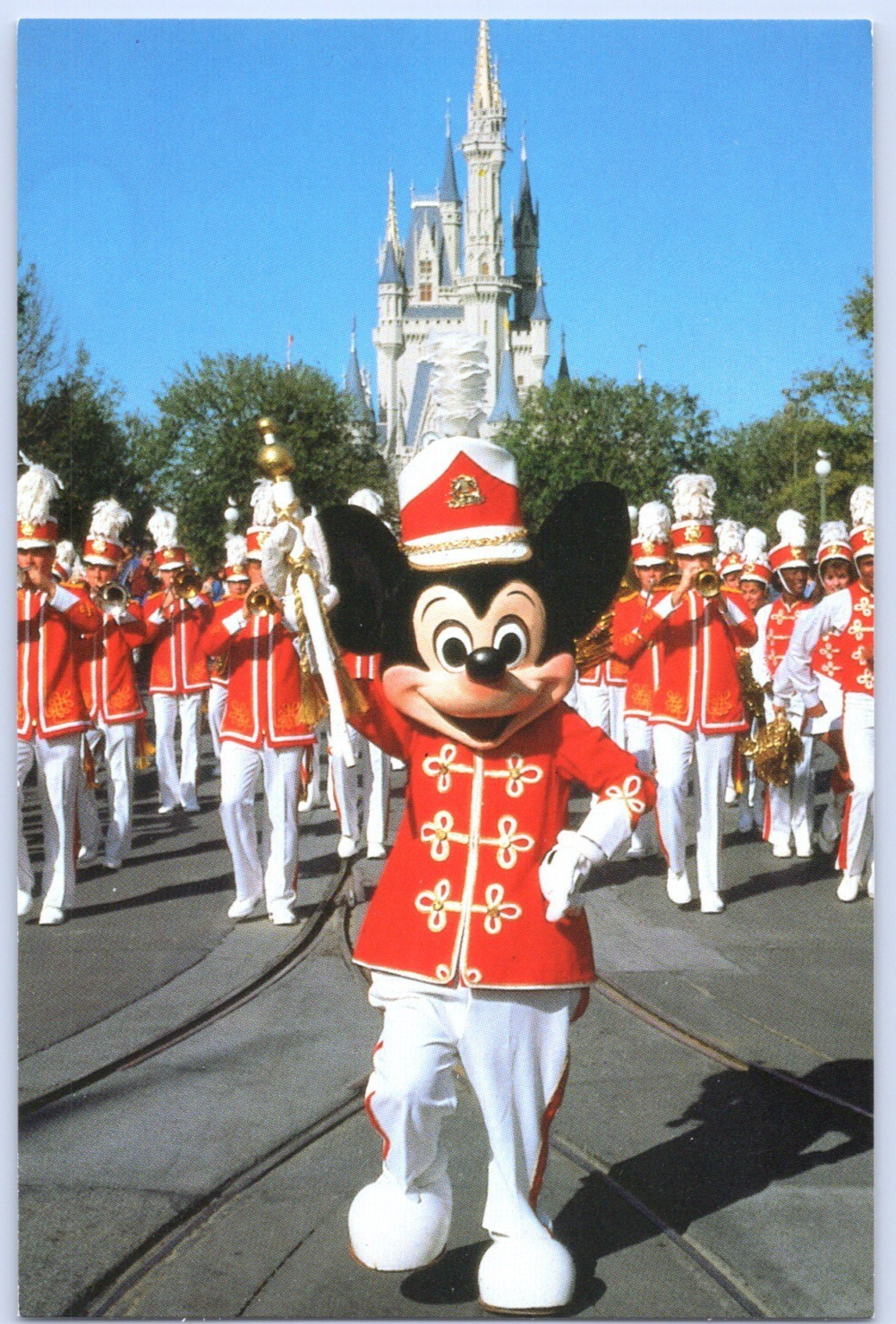 Disney World Mickey Mouse Drum Major Retro Band Parade Chrome Postcard  