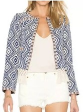 Tularosa Blue Woven Santa Fe Fringe Jacket - L
