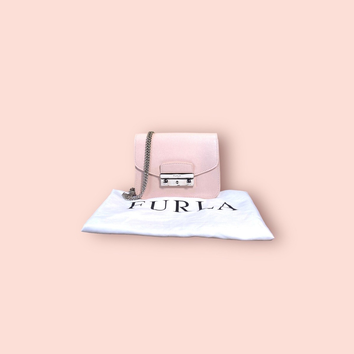 FURLA Luxury Designer Saffiano Leather Mini Julia Chain Cross Body
