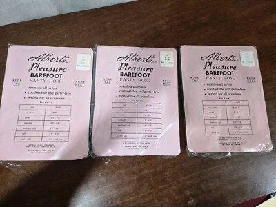Vintage ALBERTS BAREFOOT PANTYHOSE 3 Pair Blue Brown Size C